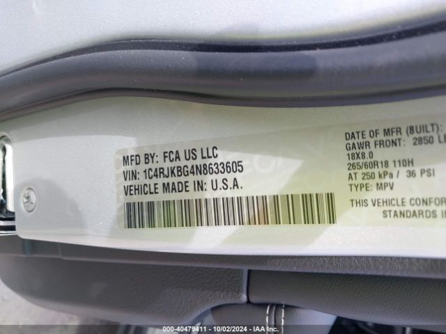 1C4RJKBG4N8633605 Jeep Grand Cherokee L Limited 4x4