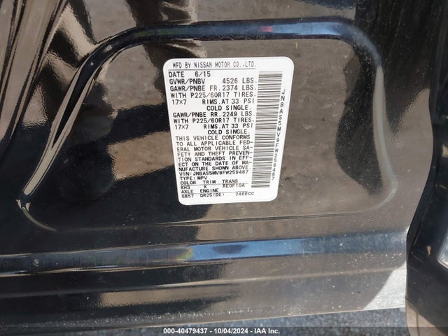 Nissan Rogue Select S 2015 JN8AS5MV9FW259467 Image 9