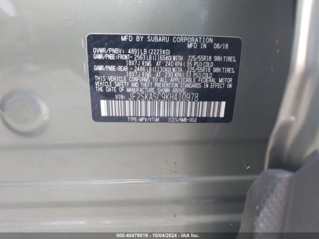 JF2SKASC9KH410978 Subaru Forester Limited