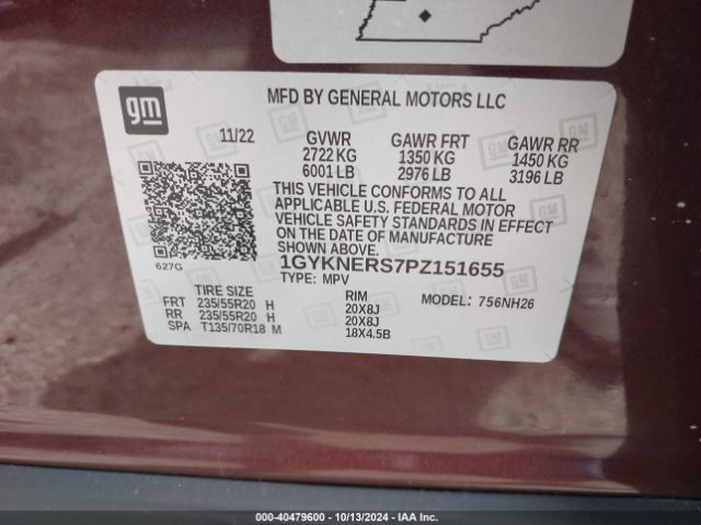 1GYKNERS7PZ151655 Cadillac Xt5 Fwd Premium Luxury