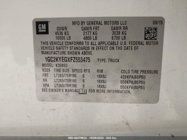 1GC2KYEGXFZ553475 Chevrolet Silverado 3500hd Wt