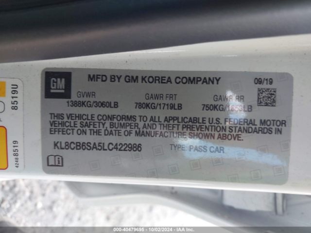 KL8CB6SA5LC422986 Chevrolet Spark Fwd Ls Automatic