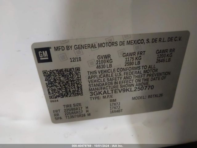 3GKALTEV9KL250770 GMC Terrain Sle