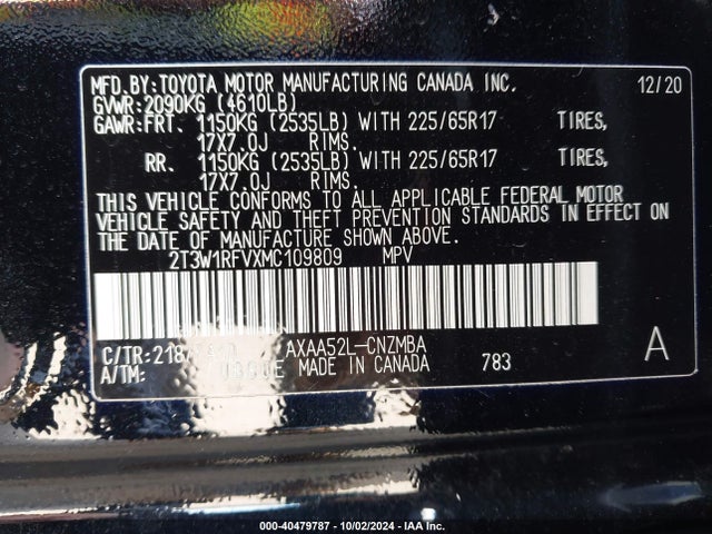 Toyota Rav4 Xle 2021 2T3W1RFVXMC109809 Image 9