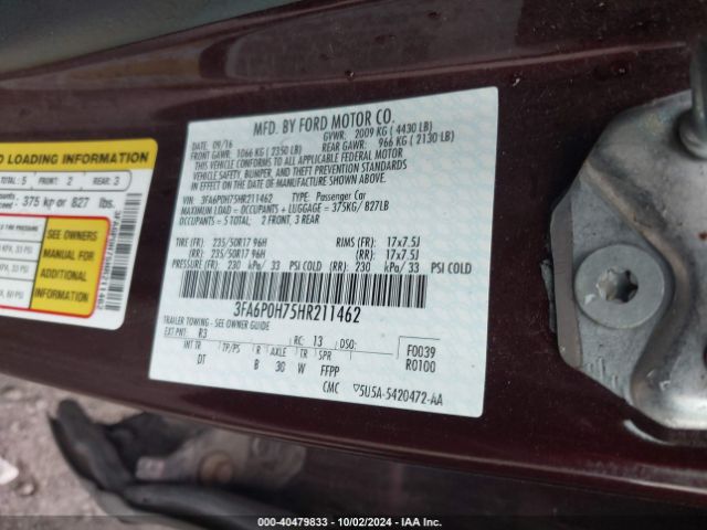3FA6P0H75HR211462 Ford FUSION SE