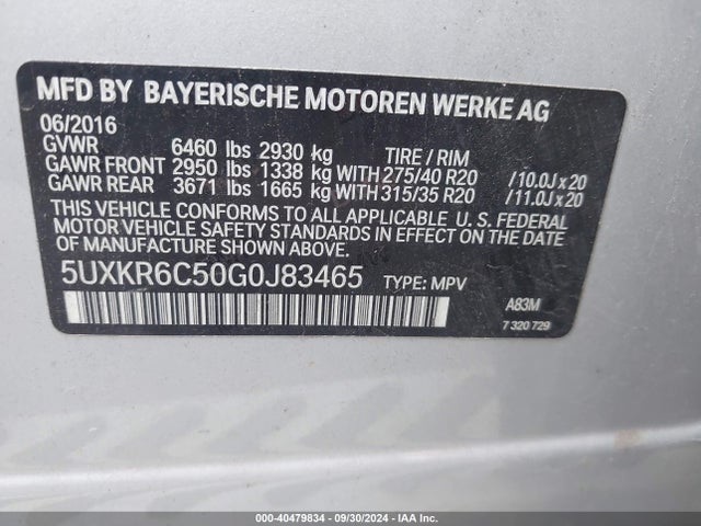 5UXKR6C50G0J83465 BMW X5 Xdrive50i