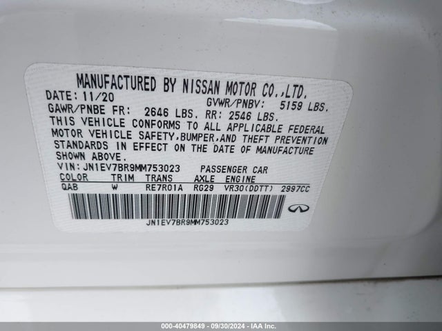 JN1EV7BR9MM753023 Infiniti Q50 Luxe Awd