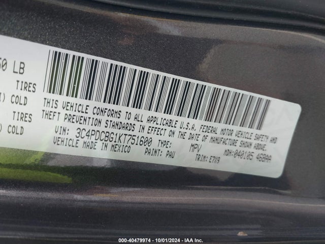 Dodge JOURNEY SE 2019 3C4PDCBG1KT751600 Image 9