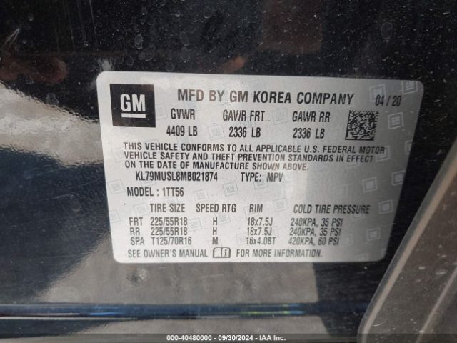 KL79MUSL8MB021874 Chevrolet Trailblazer Awd Rs
