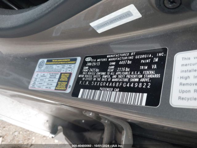 5XXGR4A68FG449822 KIA Optima Sxl Turbo