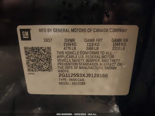 2G1125S3XJ9128166 Chevrolet IMPALA 2LZ