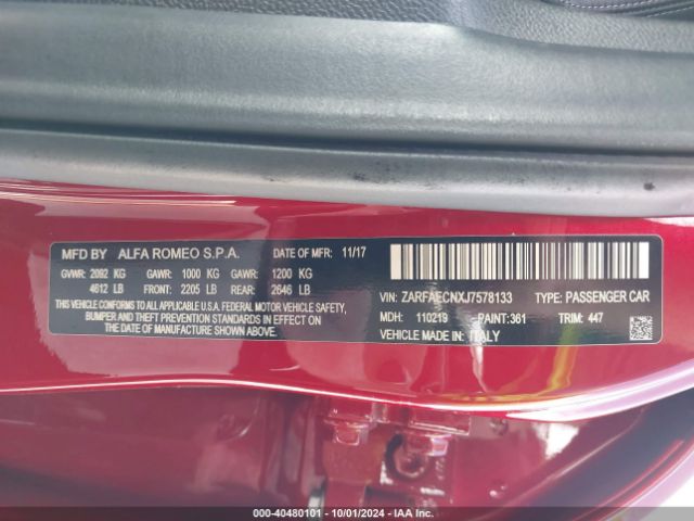 ZARFAECNXJ7578133 Alfa Romeo Giulia Ti Sport Rwd