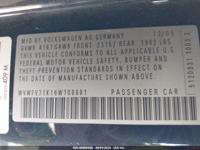 2006 VOLKSWAGEN GTI WVWFV71K16W108881 Photo 8