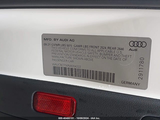 WAUCBCF50NA004222 Audi A5 Sportback Premium Plus 40 Tfsi Quattro S Tronic