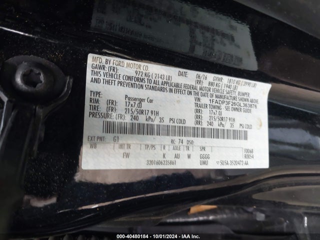 Ford FOCUS SE 2016 1FADP3F26GL363876 Image 9
