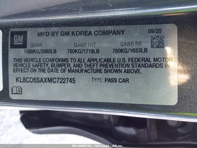 Chevrolet Spark Fwd 1lt Automatic 2021 KL8CD6SAXMC722745 Image 9
