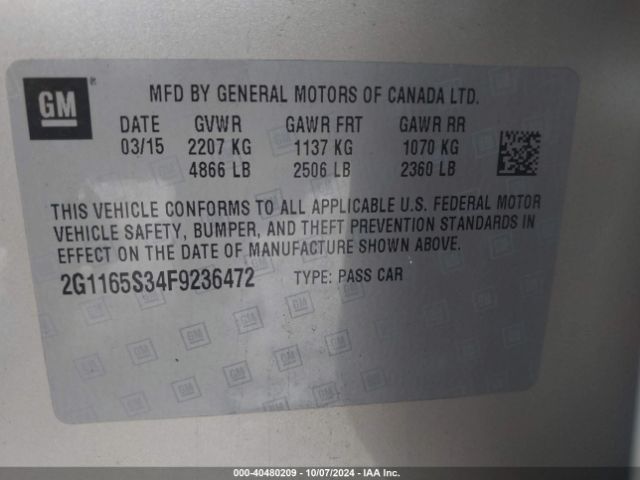 2G1165S34F9236472 Chevrolet IMPALA 2LZ