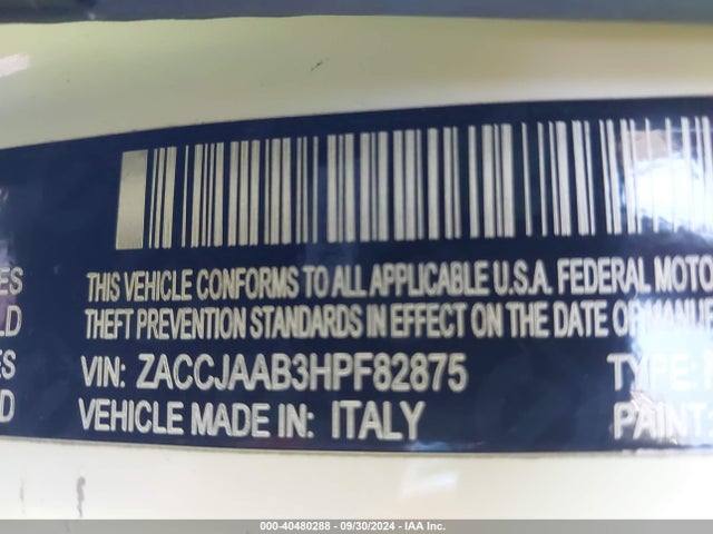 ZACCJAAB3HPF82875 Jeep Renegade Sport Fwd
