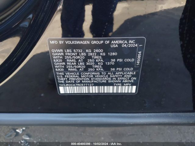 1V2JR2CA7RC577127 Volkswagen Atlas 2.0t Se W/technology