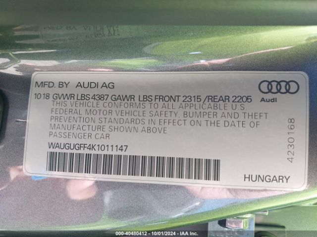 2019 AUDI A3 WAUGUGFF4K1011147 Photo 8