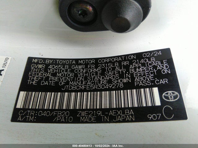 JTDBCMFE5R3049278 Toyota Corolla Hybrid Le