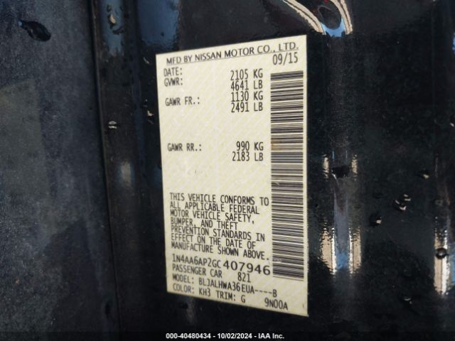 1N4AA6AP2GC407946 Nissan Maxima 3.5 Platinum
