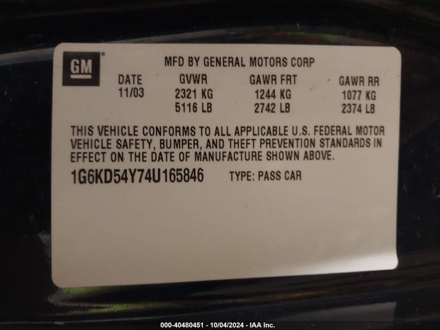 2004 CADILLAC DEVILLE 1G6KD54Y74U165846 Photo 8