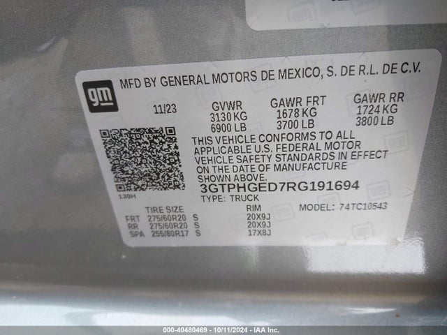 3GTPHGED7RG191694 GMC Sierra 1500 2wd  Short Box Denali