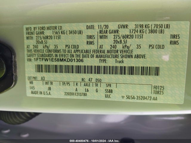 Ford F-150 Xl 2021 1FTFW1E58MKD01306 Image 9