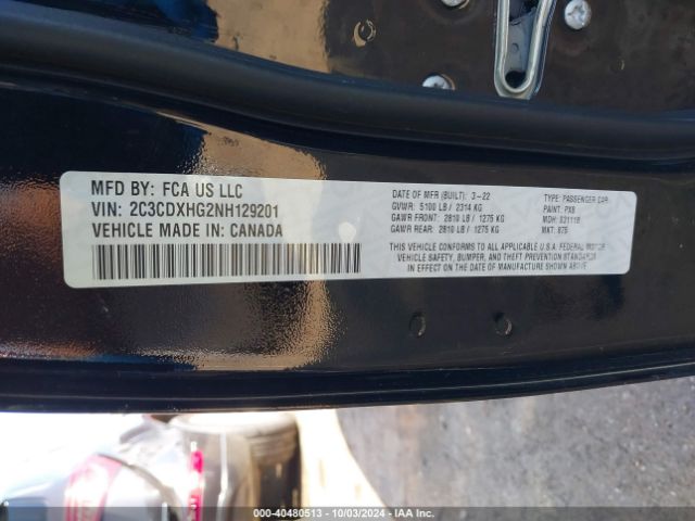 2C3CDXHG2NH129201 Dodge Charger Gt Rwd