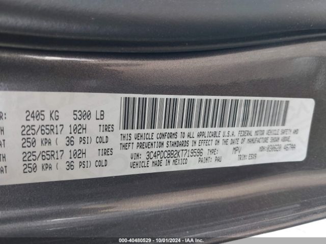 3C4PDCBB2KT719596 Dodge JOURNEY SE