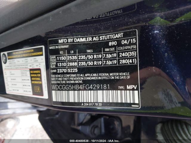 WDCGG5HB4FG429181 Mercedes-Benz GLK 350