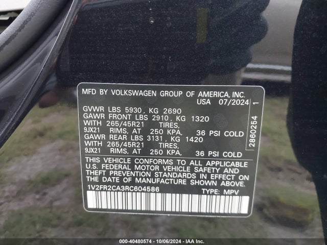 1V2FR2CA3RC604586 Volkswagen Atlas 2.0t Sel Premium R-line