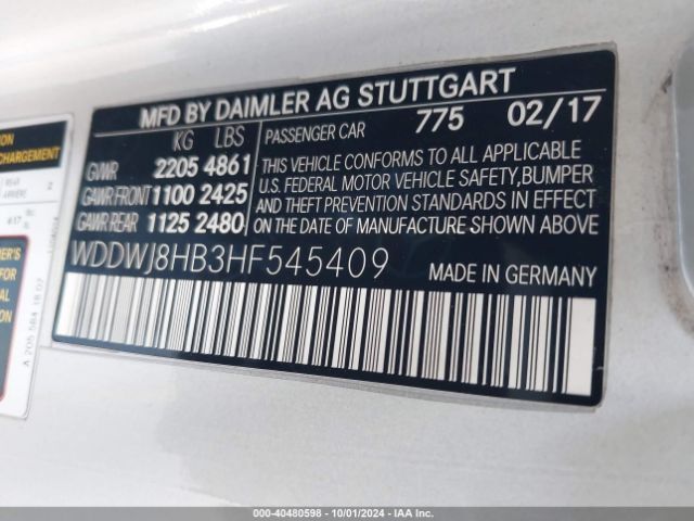 WDDWJ8HB3HF545409 Mercedes-Benz Amg C 63 S