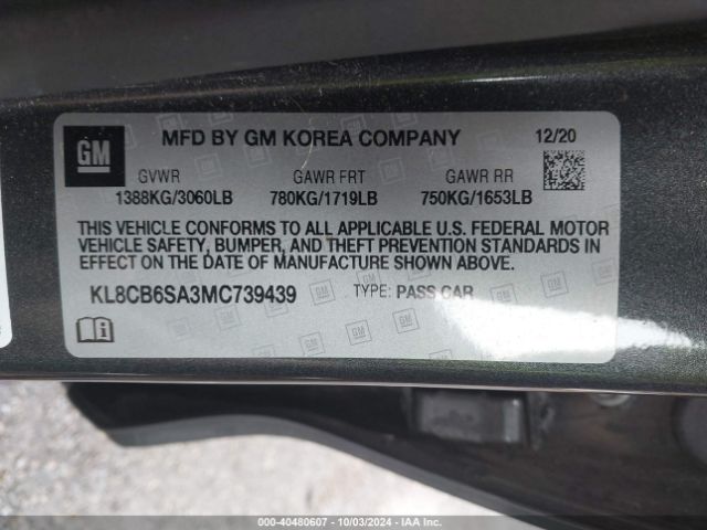 KL8CB6SA3MC739439 Chevrolet Spark Fwd Ls Automatic