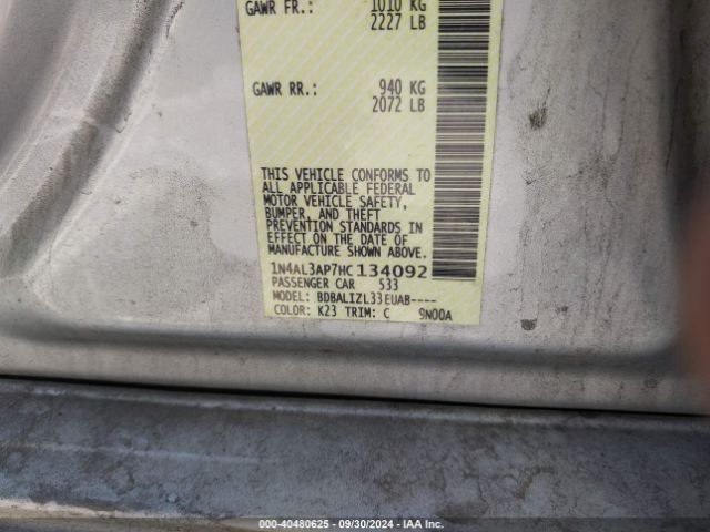 1N4AL3AP7HC134092 Nissan Altima 2.5 Sv