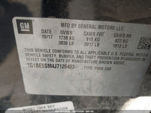 1G1BE5SM4J7126483 Chevrolet Cruze Lt Auto