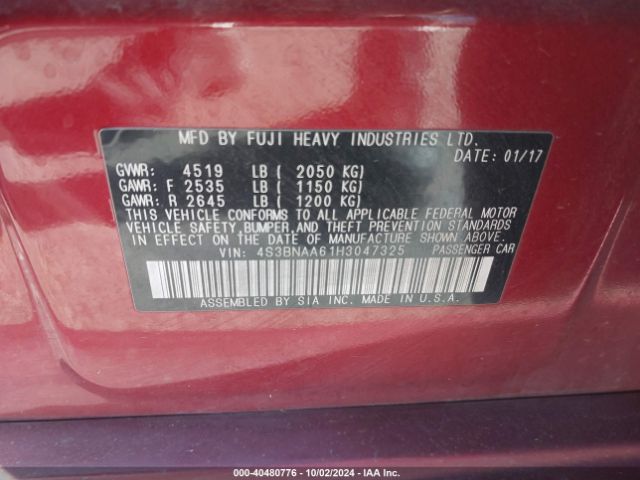 4S3BNAA61H3047325 Subaru Legacy 2.5i
