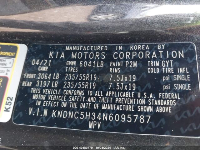 KNDNC5H34N6095787 KIA Carnival Mpv Ex
