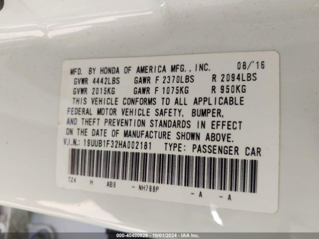 19UUB1F32HA002181 Acura TLX