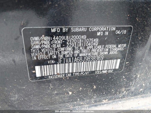 JF1VA1A68J9838369 Subaru WRX