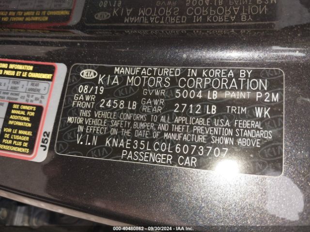 2020 KIA STINGER KNAE35LC0L6073707 Photo 8