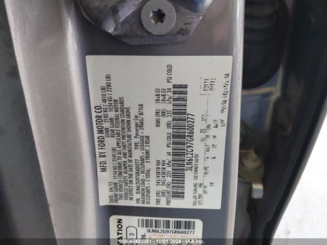 3LN6L2G97GR600277 Lincoln MKZ
