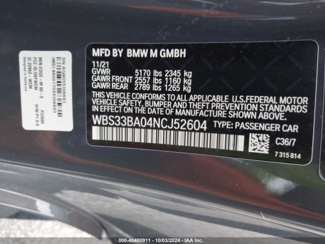 WBS33BA04NCJ52604 BMW M4 Competition Xdrive