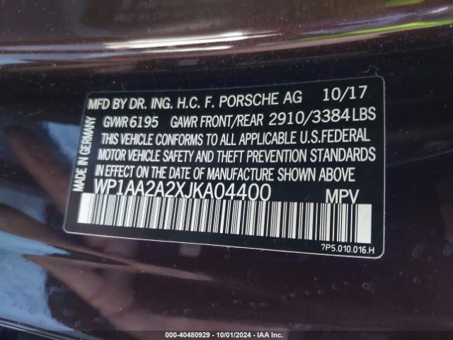 2018 PORSCHE CAYENNE WP1AA2A2XJKA04400 Photo 8