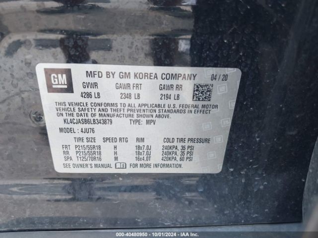 KL4CJASB6LB343879 Buick Encore Fwd Preferred