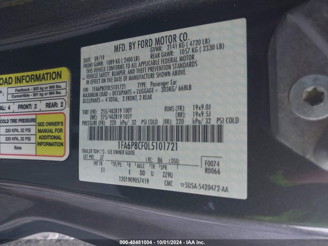 Ford Mustang Gt Premium 2020 1FA6P8CF0L5101721 Image 9