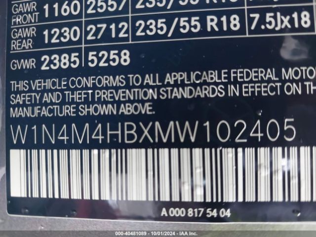 W1N4M4HBXMW102405 Mercedes-Benz Glb 250 4matic