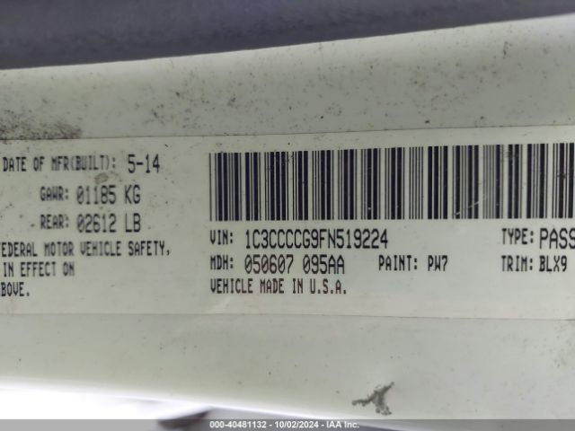 1C3CCCCG9FN519224 Chrysler 200 C