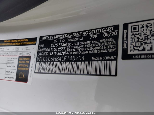 W1K1K6HB4LF145704 Mercedes-Benz E 450